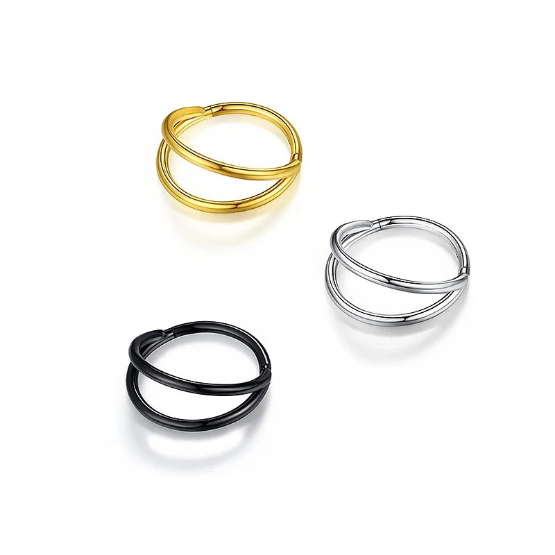 Double Septum Rings Nose Rings Hoops Cartilage Hoop Earring Piercing Nose Open Stacked Hoop Nose Rings 16G 18G 20G 6/8/10mm Pi-Mart