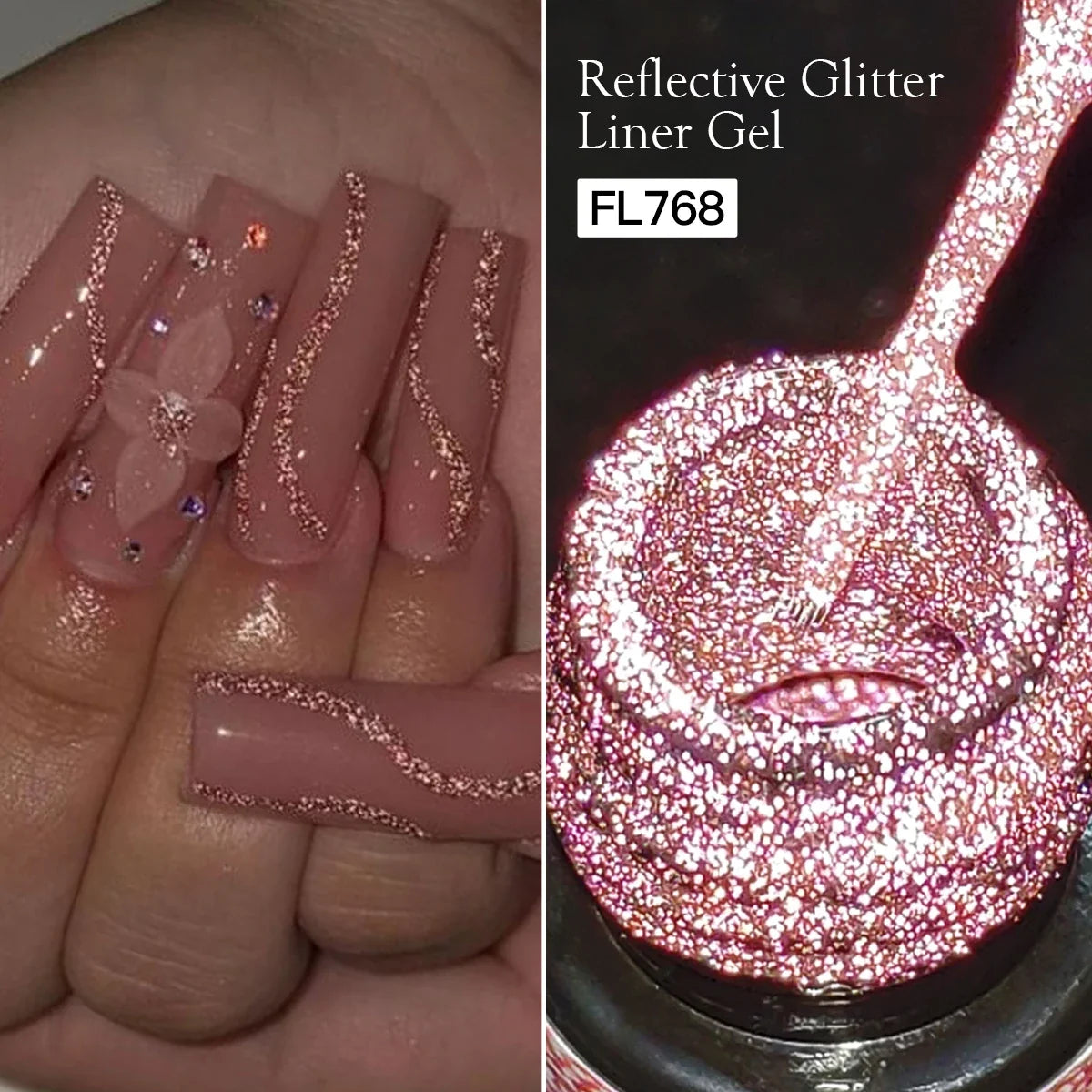FOUR LILY 5ml Reflective Glitter Liner Nail Gel Polish Gold Silver Red Sparkling Nail Supplies UV/LED Varnish Painting Gel Tri Light Beauty