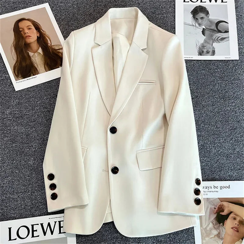 Elegant Office Lady Blazers for Women 2025 Fashion Long Sleeve Single Button Blazer Coats Female Top Suit Jackets Outerwears LadyShow.Store
