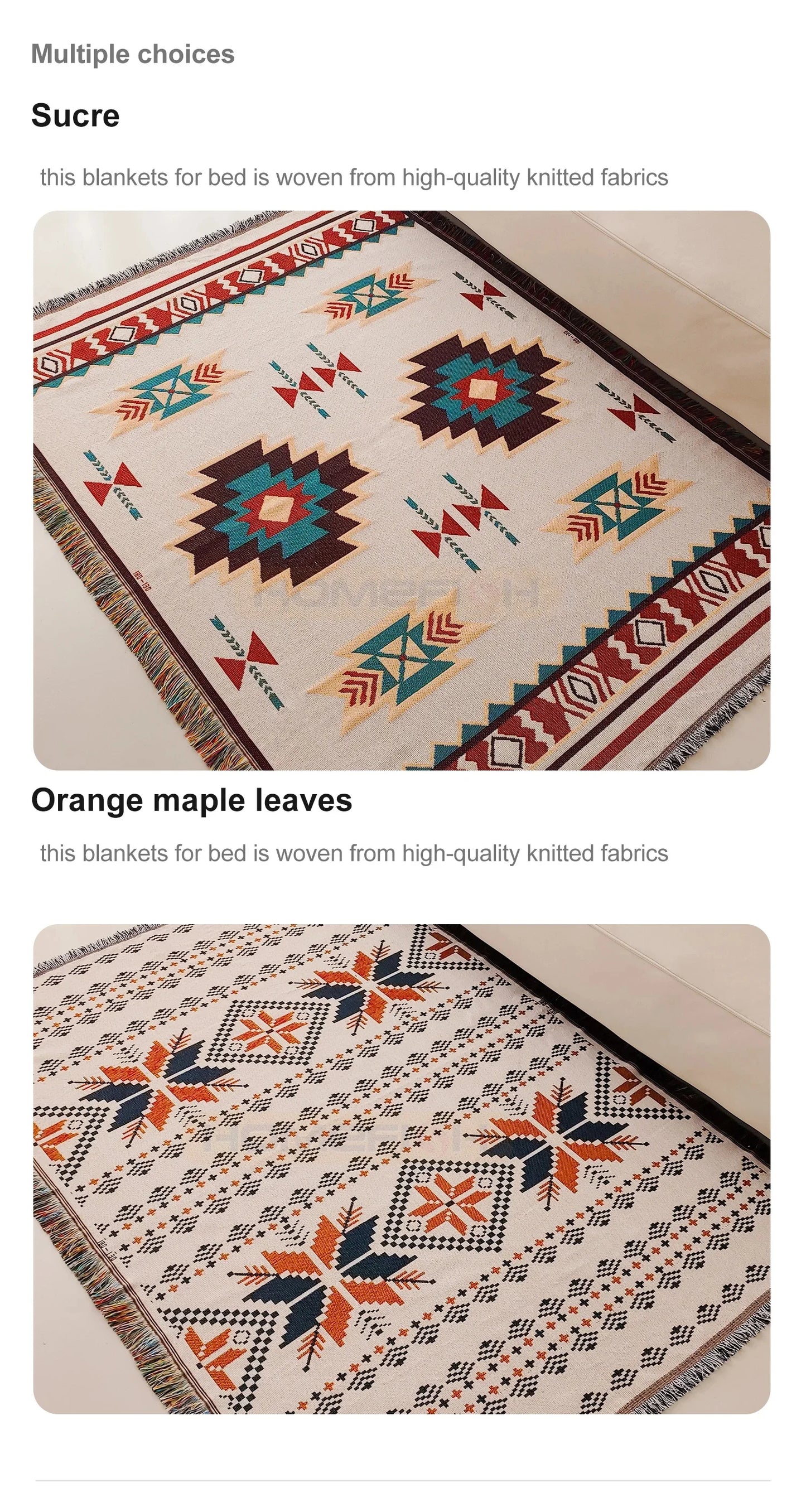 Aztec Blanket Oversized Boho Throw Blanket with Fringe Southwestern Geometric Tapestry Vintage Woven Throw Blankets Double-S Pi-Mart