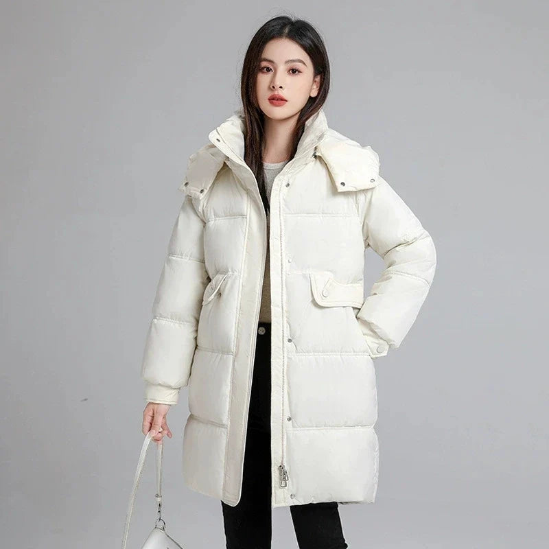 2025 New Women Warm Thicken Down Cotton Jacket Winter Women Long Cotton Coat Hooded Puffer Jacket Women Loose Plus Size Parkas LadyShow.Store