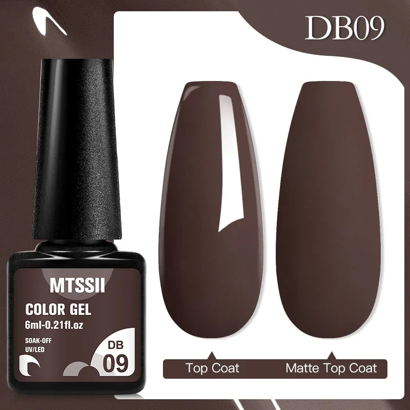 Mtssii 6ML Chocolate Color Gel Nail Polish Brown Semi Permanent UV Gel Autumn Winter Popular Soak Off Nail Art Gel Varnishes Tri Light Beauty