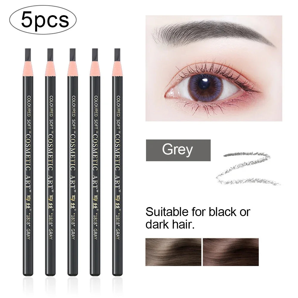 5PCS Professional Microblading Pencil Permanent Eyebrow Pencil Tattoo Waterproof Art Tint Makeup Eye Brow Pen Enhancers Cosmetic Tri Light Beauty