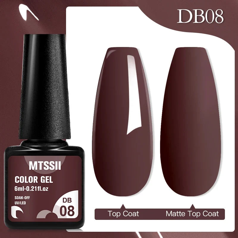 Mtssii 6ML Chocolate Color Gel Nail Polish Brown Semi Permanent UV Gel Autumn Winter Popular Soak Off Nail Art Gel Varnishes Tri Light Beauty