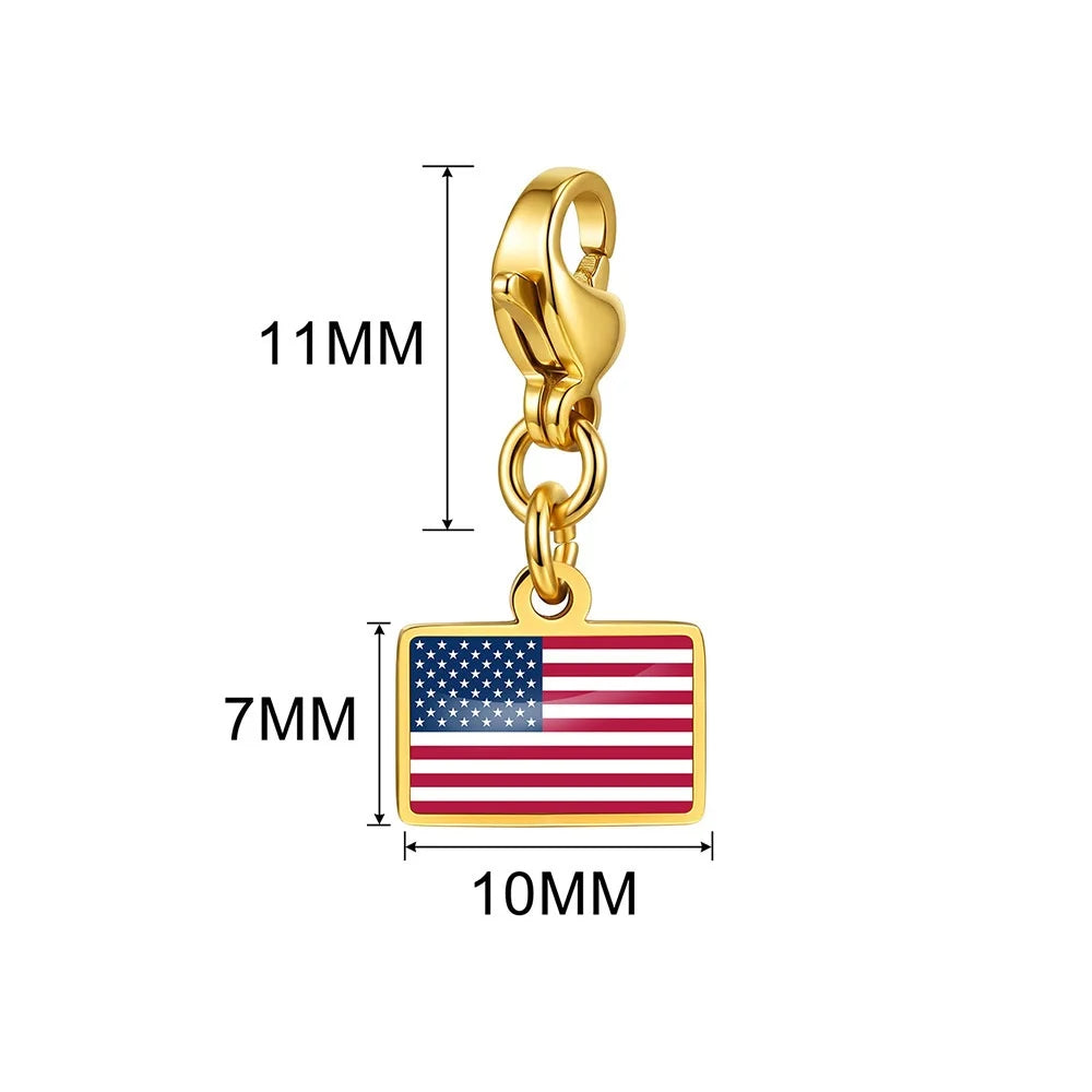 10mm Country Flag Charms Pendant Necklace Bracelet Keychain Bagchain Stainless Steel  Jewelry A Commemorative Gift For A Friend Pi-Mart