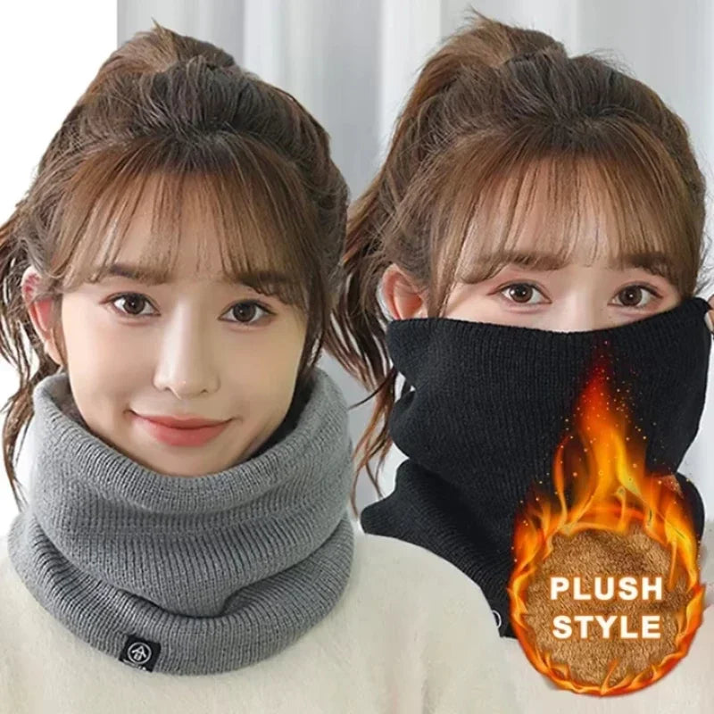 Warm Knitted Scarf Thickened Plush Windproof Winter Neck Gaiter Cold-proof Outdoor Sport Skiing Running Men Women Tube Scarf Pi-Mart