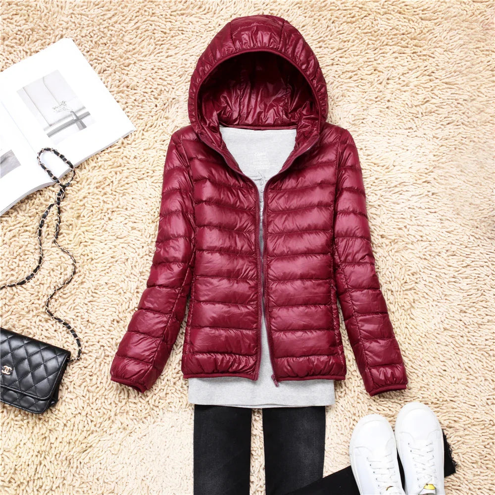 Women Puffer Jacket 15 Colors Plus Size 5XL 6XL 7XL 2025 New Spring Autumn Female Ultra Lightweight Packable Hooded Down Coats LadyShow.Store