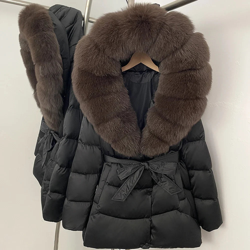 Natural Fur Collar Down Jacket Women Winter 2026 High Quality Duck Down Puffer Parka Windproof Warm Down Coat Outerwear New LadyShow.Store