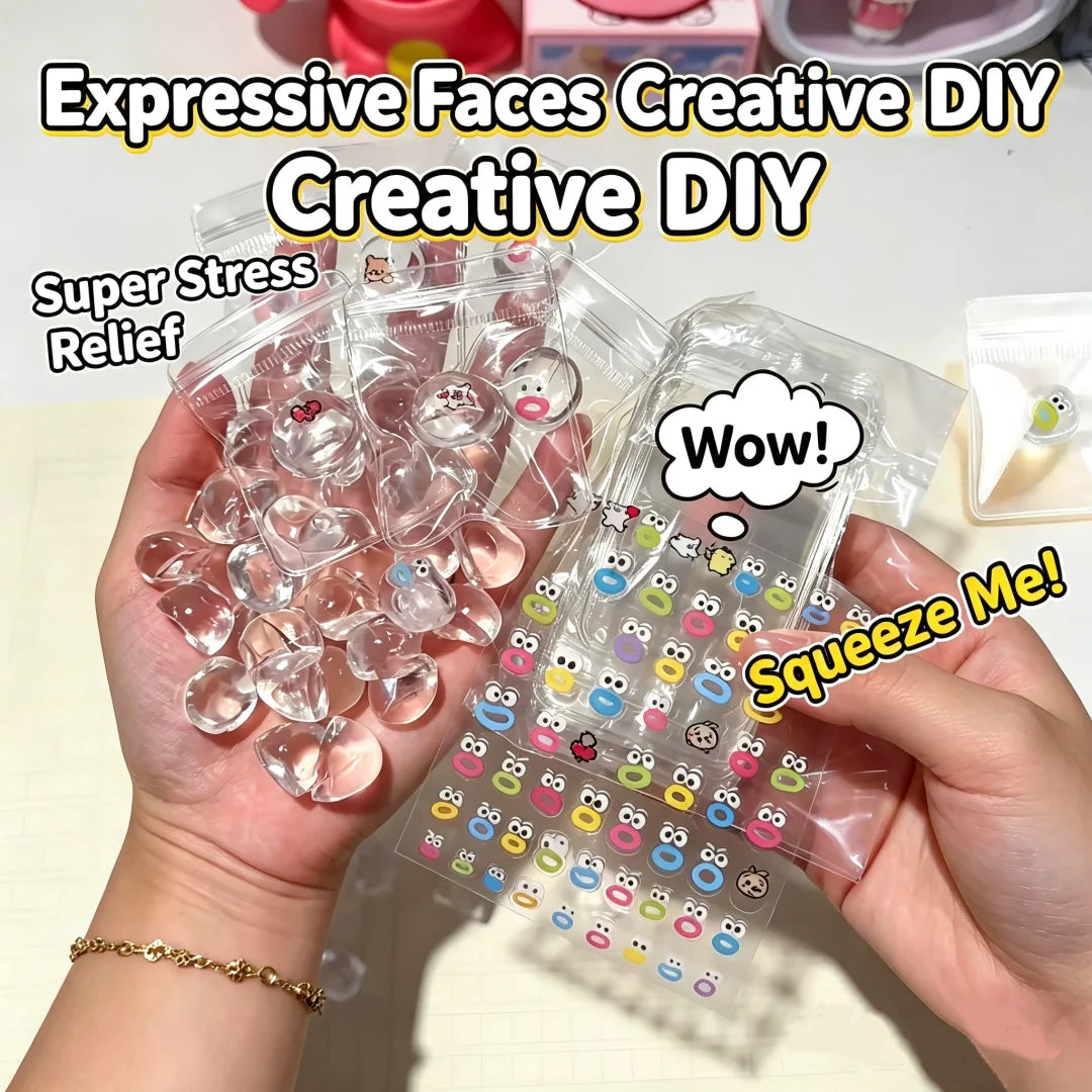 10/20/30Pcs Mini DIY Squishies Expression Squeeze Fidget Toy Emotion Fidget Poppers Sensory Fidget Toys Cute Desk Accessory Gift Pi-Mart