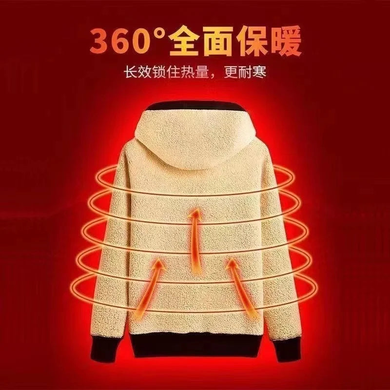 2024 Autumn and Winter New Hooded Lamb Fleece Hoodie Solid Color with Thick Fleece for Men and Women, Warm and Casual Versatile Pi-Mart