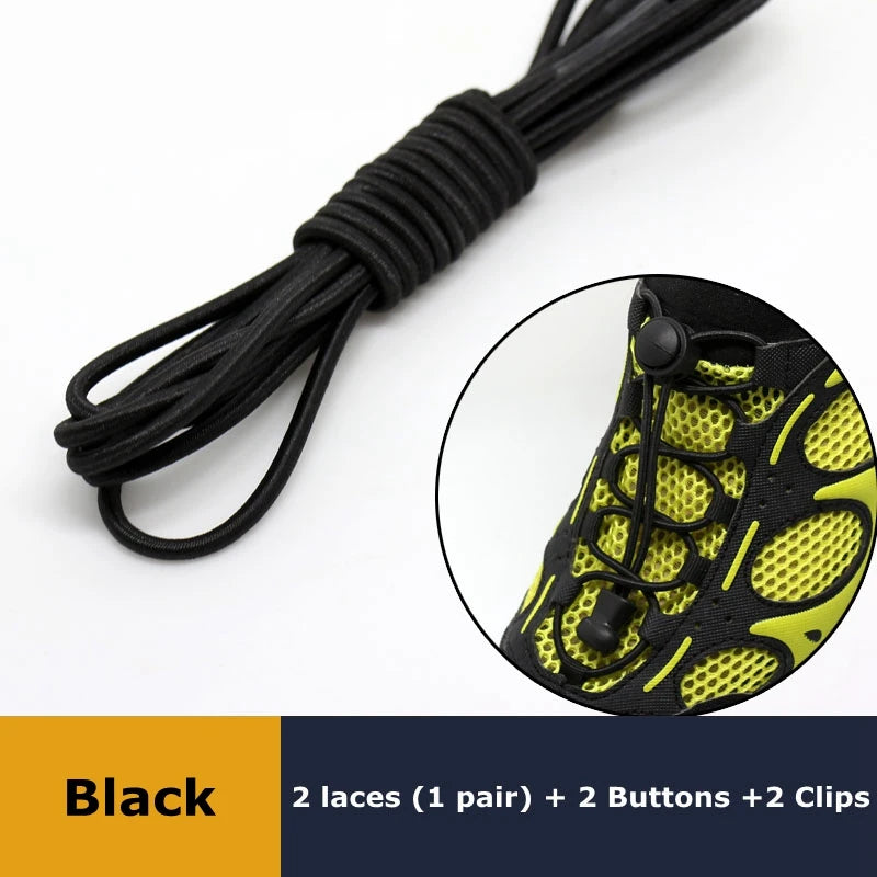 1Pair Shoelaces for Sneaker Elastic No Tie Shoe Laces Stretching Lock Lazy Laces Quick Rubber Shoelace Round Shoestrings Pi-Mart