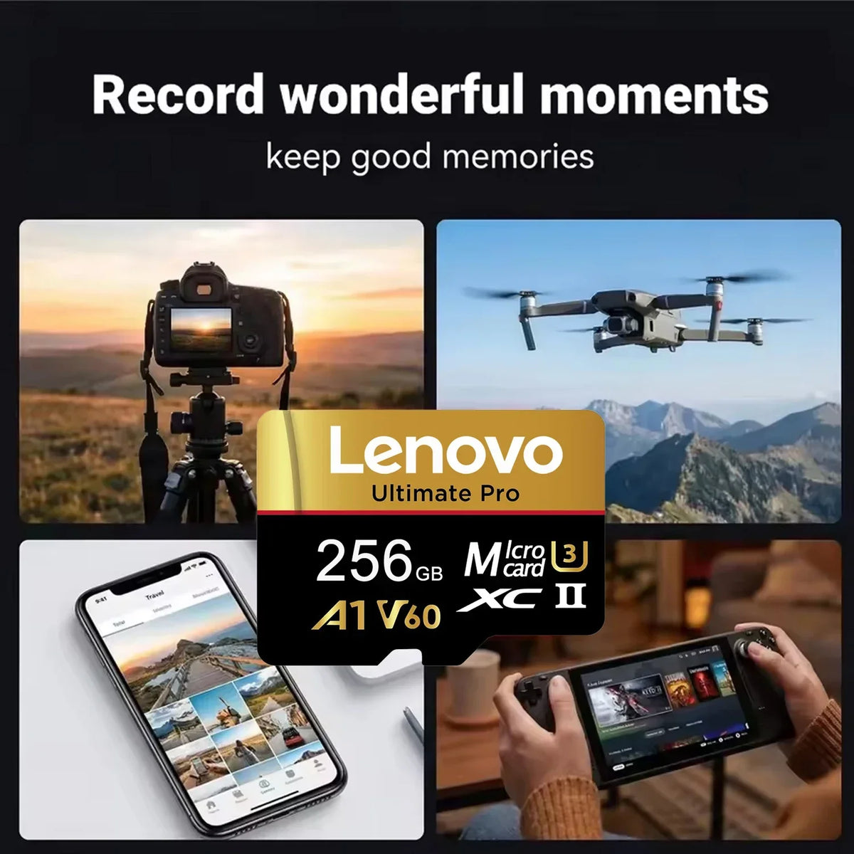 Lenovo 1TB Memory Card Stable Performance for Camera Surveillance Devices High Speed Micro TF SD Memory Card 512GB 256GB 128GB Pi-Mart