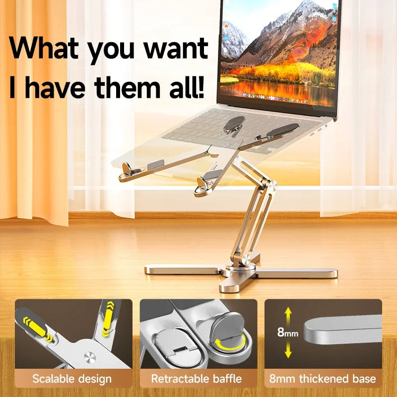 Laptop Stand with 360 Rotating Base, Computer Notebook Laptop Riser Metal Holder for Desk Collaborative Work, Fits All MacBook Pi-Mart