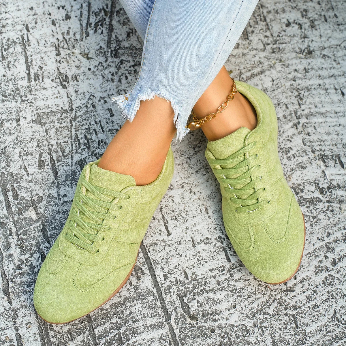 Women's Casual Flat-soled Non-slip Wear-resistant Sport Shoes Spring Autumn Round-toe Soft and Comfortable Women Single Shoes Pi-Mart