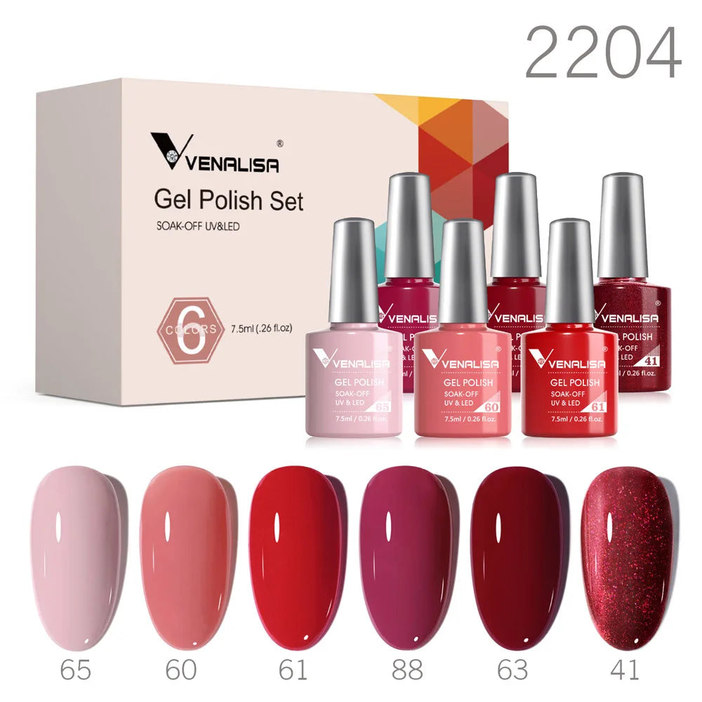 Venalisa Color Nail Gel Polish Kit  Jelly Pink Semi-transparent HEMA FREE Self Leveling Nude Natural Pink Nail Manicure Set Tri Light Beauty