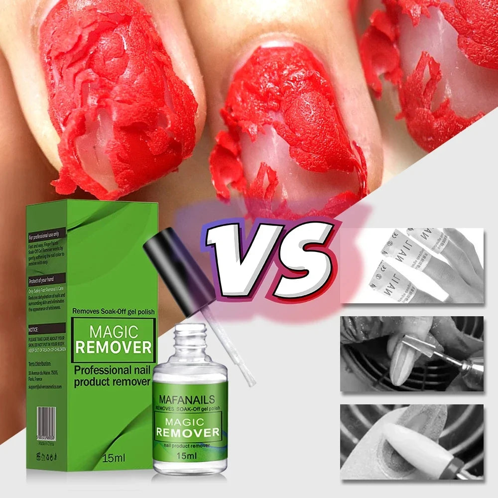 MAFANAILS 15ml Magic Remover Nail Gel Polish Remover UV Gel Polish Fast Remove Semi Permanent Varnish Polish Cancel Glue 15&ml Tri Light Beauty