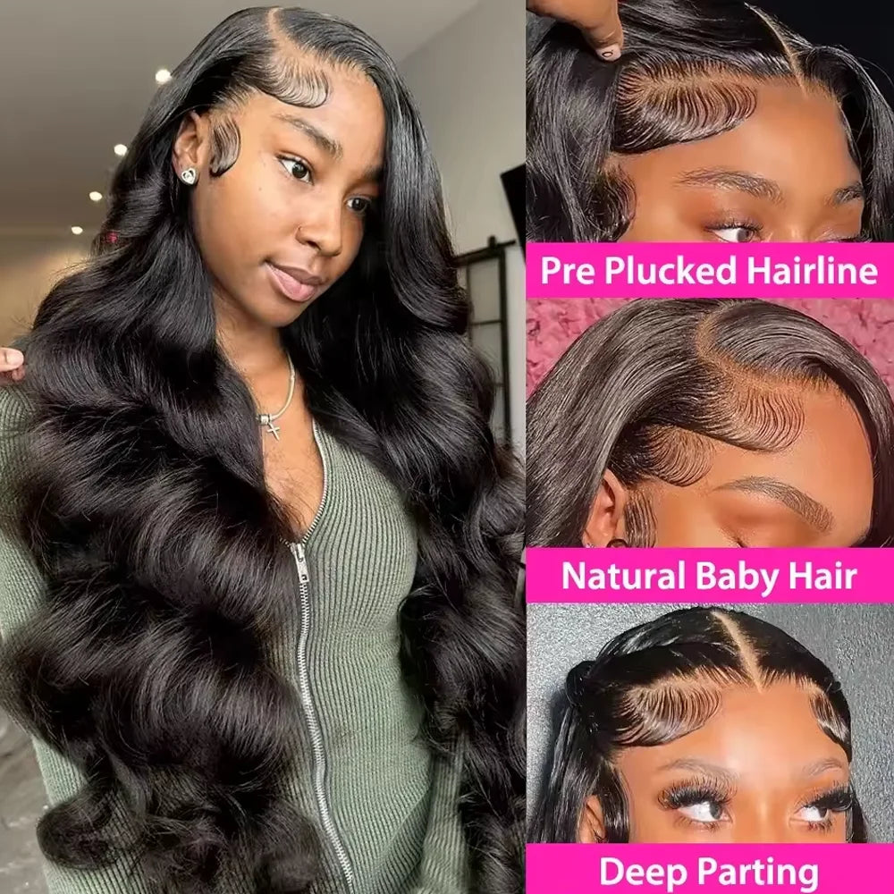 Raw Peruvian Body Wave 250% Density 40 42 inch 13x6 HD Lace Front Human Hair Wigs 13x4 Frontal Wigs Women Glueless Closure Wigs LadyShow.Store