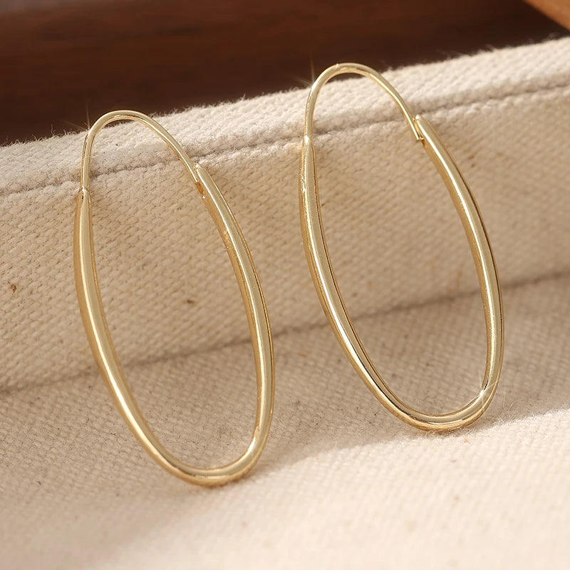 Minimalist Gold Color Dangle Women's Earrings Geometric Oval Party Daily Wear Pi-Mart