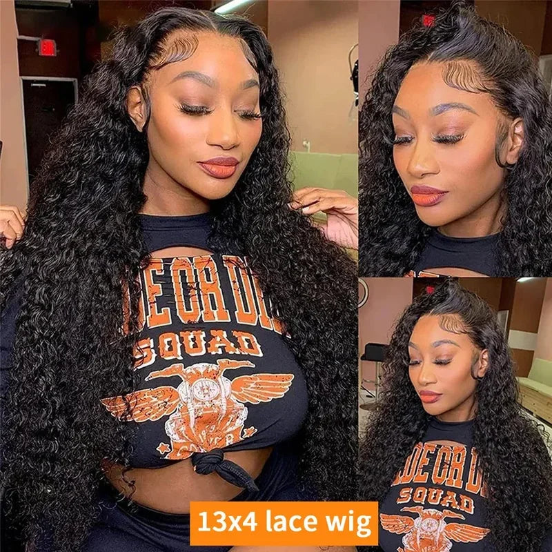 13x4 13x6 HD Transparent Lace Deep Wave Frontal Wig 40 Inch Jerrly Curly Lace Front HumanHair Wig For Deep Curly Water Wave Wig LadyShow.Store