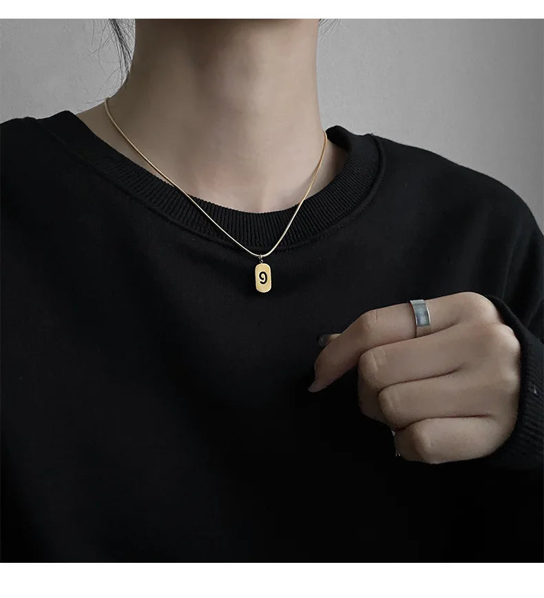 Stainless Steel Angel Number Necklace 0 1 2 3 4 5 6 7 8 9 Rectangle For Women Men Hollow Lucky Number Chain Necklaces Jewelry Pi-Mart
