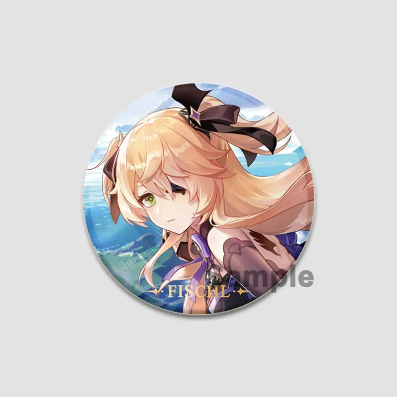 Genshin Impact Game Brooches 58mm Round Button Pins for Backpack Jackets Jewelry Cartoon Cosplay Badge Hutao Zhongli Xiao Badges Pi-Mart