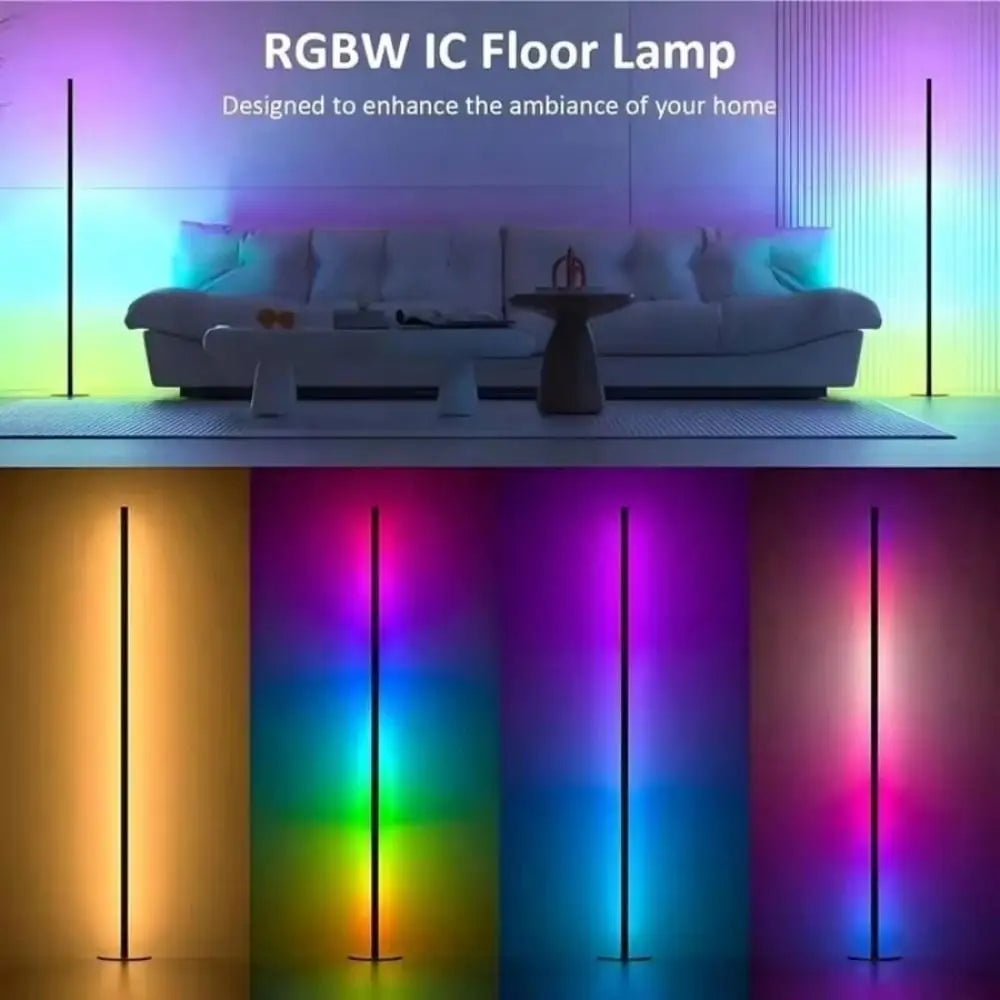 Remote Control Smart LED Floor Lamp Music Sync Dual Control Modes Corner Lighting Timer Function APP Control RGB Floor Lamp Pi-Mart