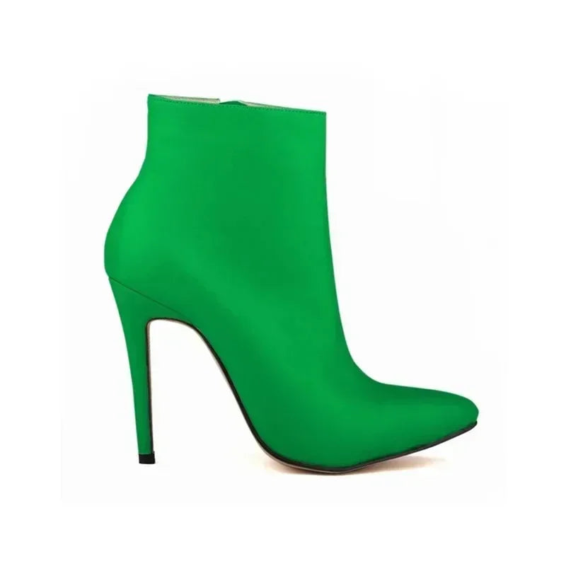 Women Short Boots Pumps Sexy Pointed Toe Side Zipper Super High Heels Stiletto 2026 Female Party Ankle Boot Shoes Botas De Mujer Pi-Mart