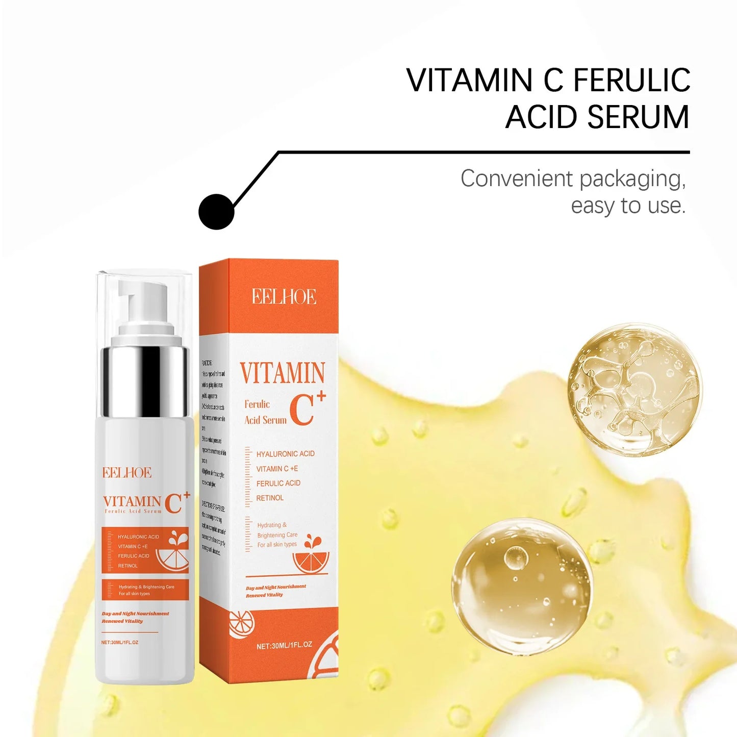 Eelhoe Vitamin C Facial Essence Moisturizing Lifting Reduce Fine Lines Keep Smoothing Anti A-ging Remove Acne Face Firming Serum Tri Light Beauty