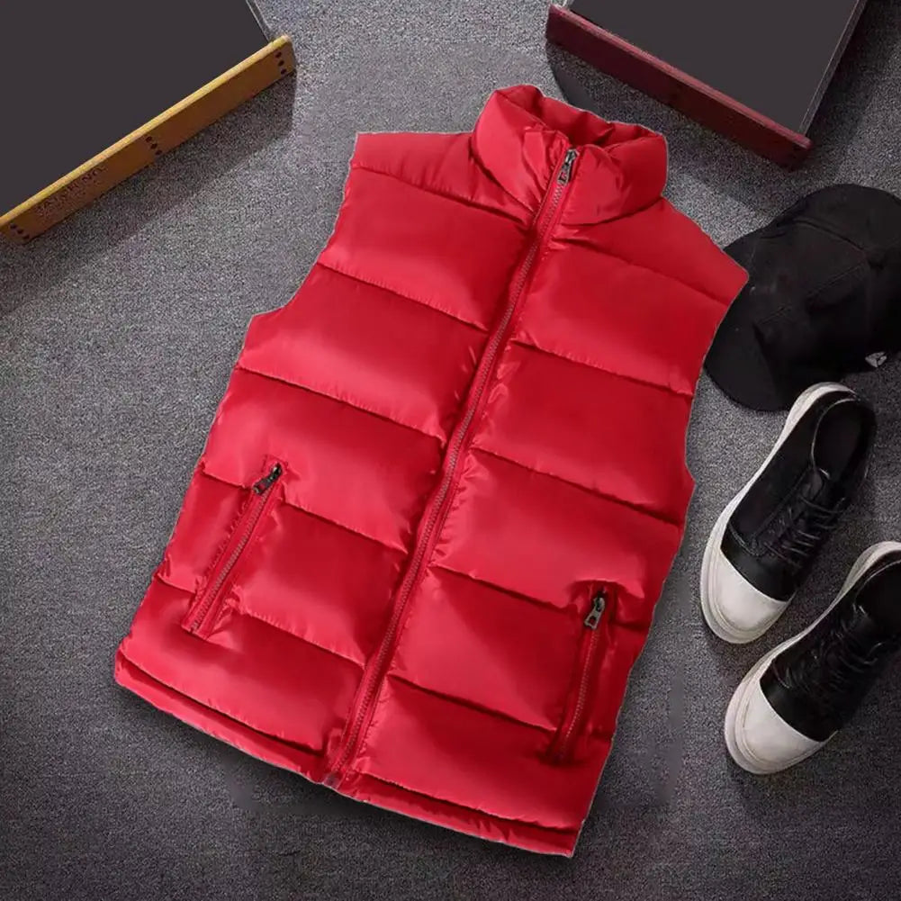 Men Vest Jacket Men Slim Fit Stand Collar Sleeveless Puffer Jackets Winter Casual Waistcoat Men Warm Coat Cold Weather Outerwear Pi-Mart