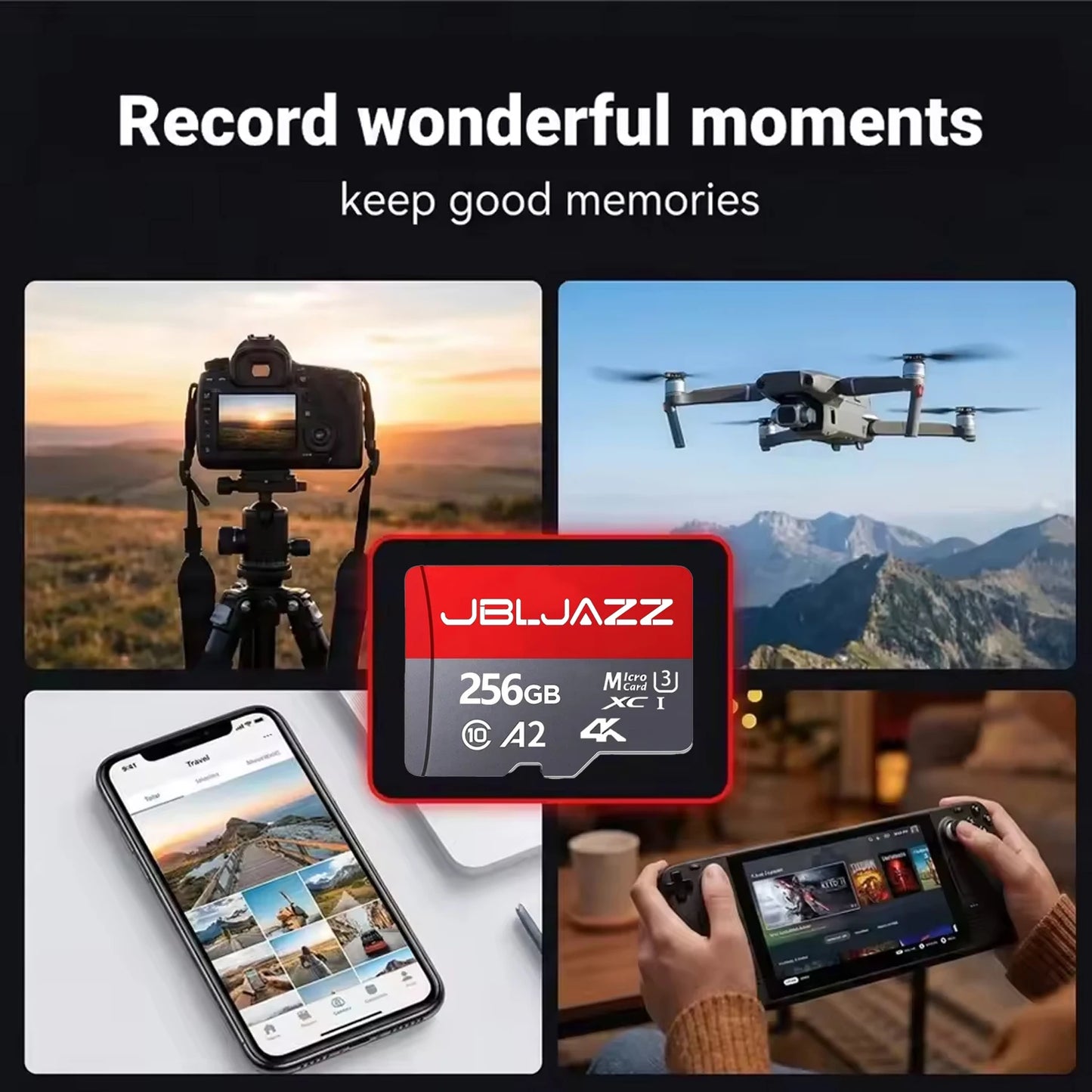 Class 10 Micro TF SD Card 256GB 512GB 64GB Memory Card High Speed Flash A2 Mini TF SD Card for Smartphone Camera Flash Storage Pi-Mart