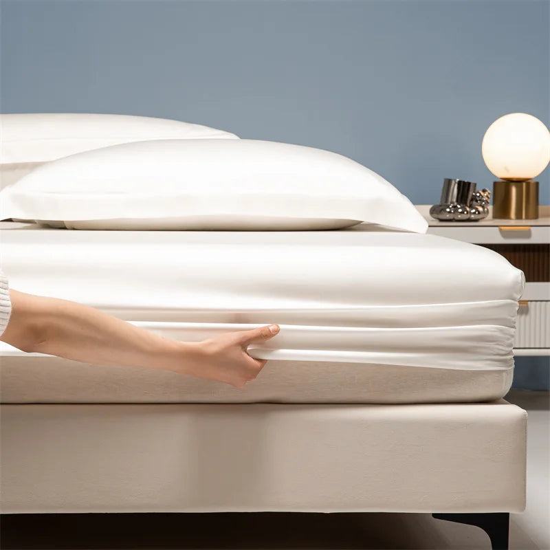 Luxury 100% Bamboo Bed Sheet Set with Fitted Sheets Flat Bedsheet Pillowcase Double Queen King Size Bedding Sets Smooth Silky LadyShow.Store