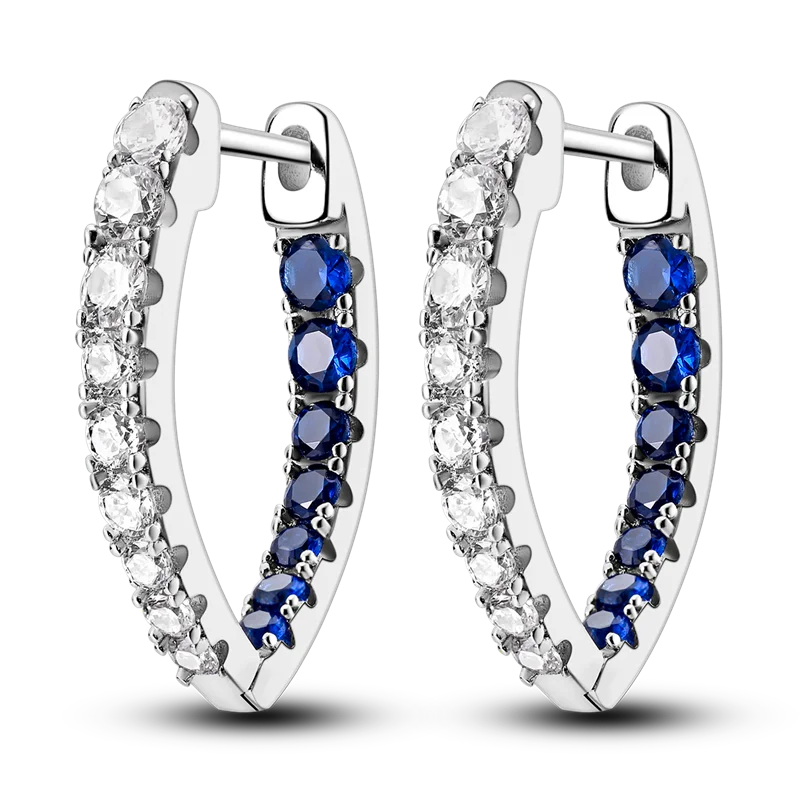 Genuine 925 Sterling Silver Love Feather Earrings Fit Original Charms Hoop For Women Girls Stud Earring Fine Jewelry Gifts Pi-Mart