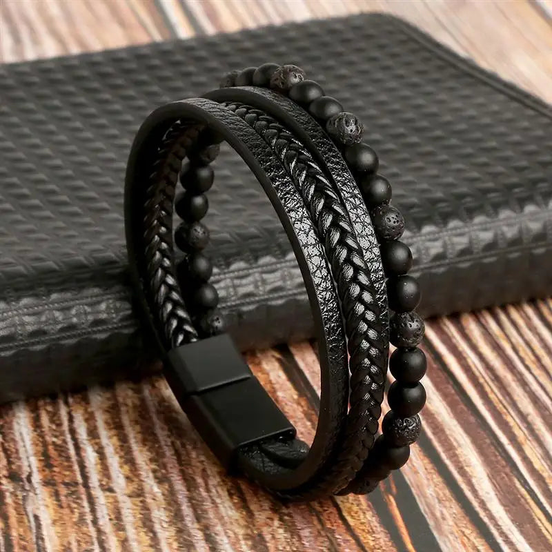 Classic Men's Leather Bracelet New Style Hand-woven Multi-layer Combination Accessory Fashion Man Jewelry Wholesale Dropshipping Pi-Mart