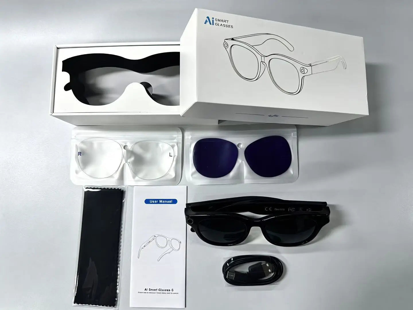 Lenovo 2026 New 8K AI Translation AI Smart Glasses Bluetooth Calling Music Player Camera Control Anti Blue Light Sunglasses Pi-Mart
