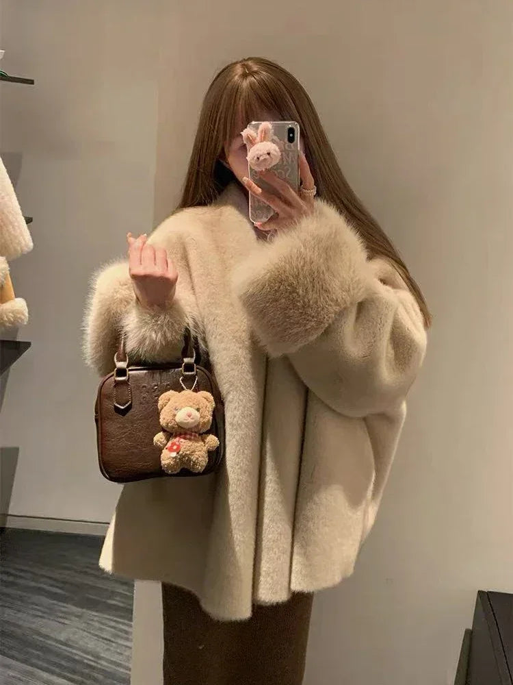 Faux Mink Fur Coat for Women Winter Thick Loose Hairy Casual Jacket Y2K Fashion Streetwear Long Sleeve Warm Fur Outerwear LadyShow.Store