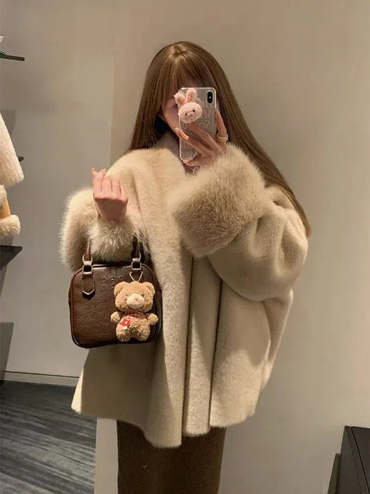 Faux Mink Fur Coat for Women Winter Thick Loose Hairy Casual Jacket Y2K Fashion Streetwear Long Sleeve Warm Fur Outerwear LadyShow.Store