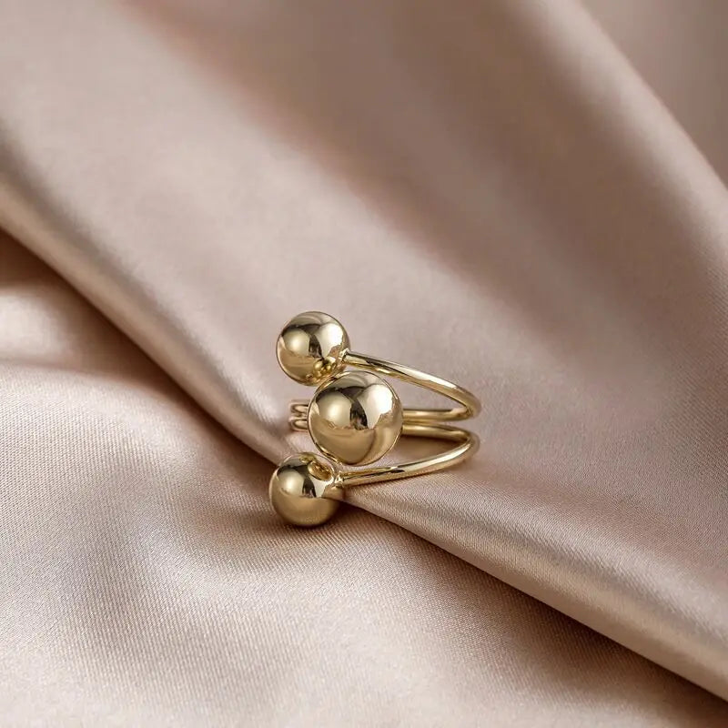 New Temperament Multi-layer Irregular Geometry  Sliver Color Smooth Planet Stainless Steel Open Rings for Women Designer Jewelry Pi-Mart