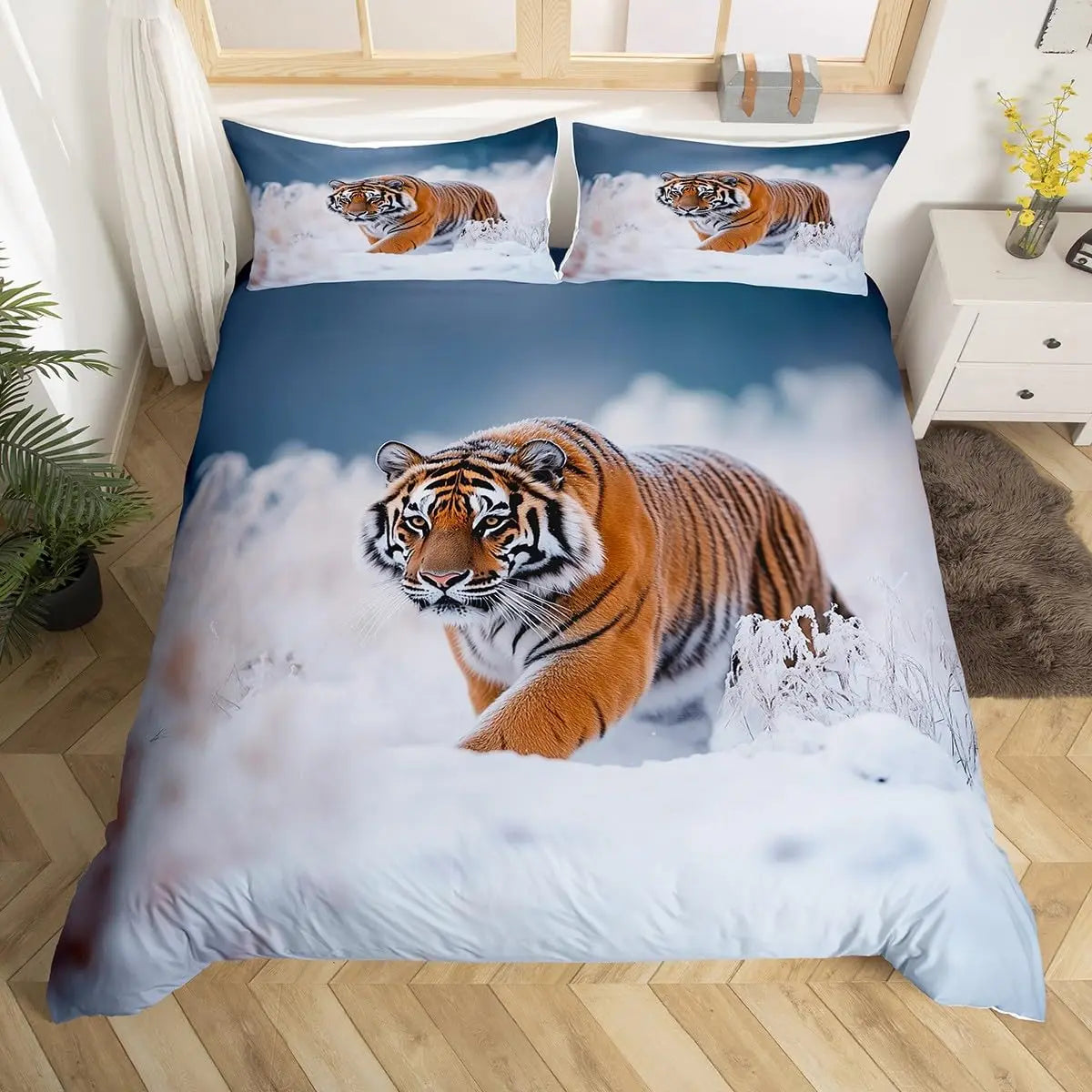 Tiger Duvet Cover Twin Queen African Animal Bedding Set Wild Safari Animal Comforter Cover for Child Teen Adult Bedroom Decor Pi-Mart