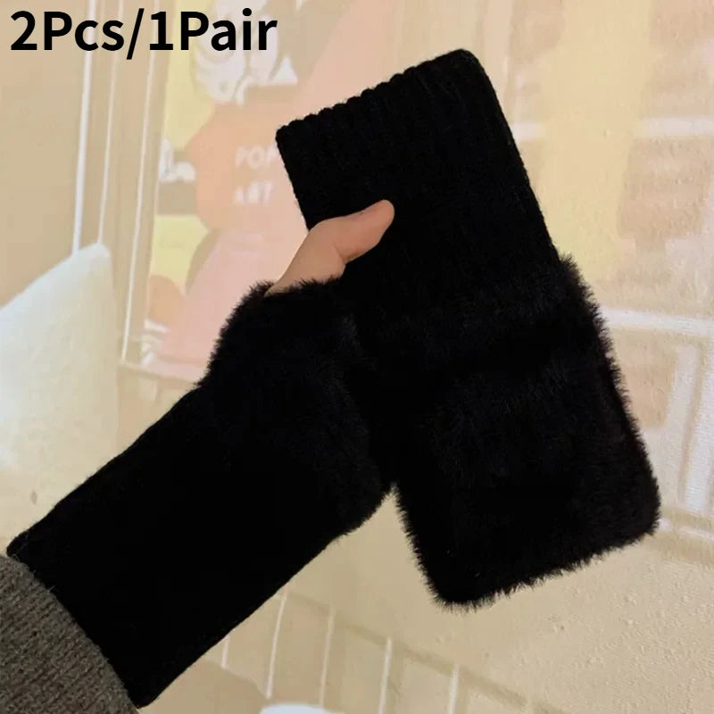 Women's Long Fleece Winter Gloves, Soft Warm Hand Warmer with Elastic Cuffs, Comfortable Cold Weather, Outdoor & Casual Wear Pi-Mart