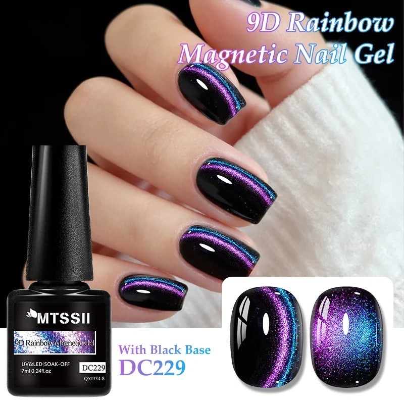 9D Rainbow Cat Magnetic Gel Nail Polish Chameleon Galaxy Effect Magnetic Semi Permanent Soak Off UV Gel Varnish Nail Supplies Tri Light Beauty