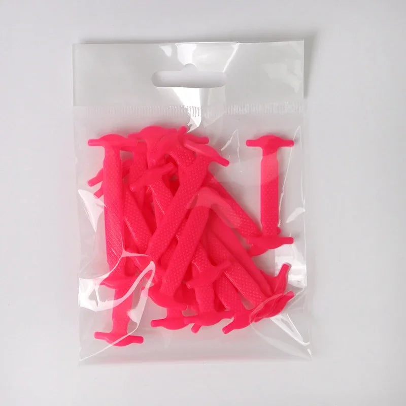 16pcs Lazy Shoelace Silicone Quick Lace Elastic Women Men No Tie Kids Adult Sneakers Lacing Shoelace Buckle Shoes Accessories LadyShow.Store