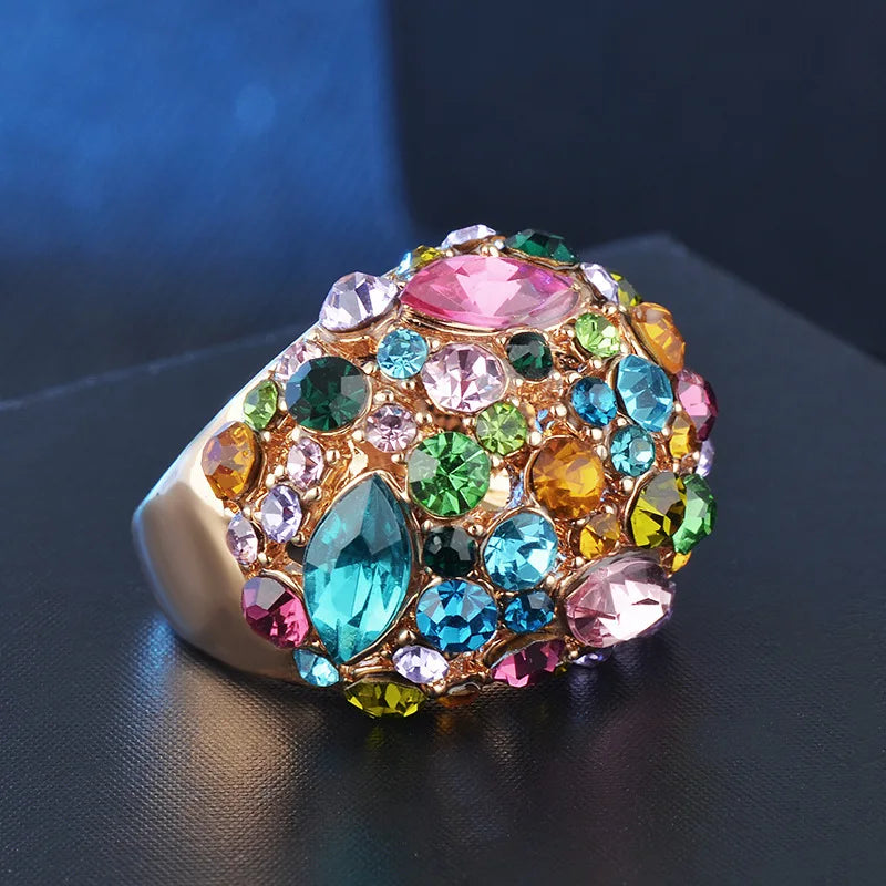 Luxury Jewelry Design Vintage Rings for Women Aesthetic Wedding Ring Fashion Accessories Couple Ring Crystal Jewelry Pi-Mart