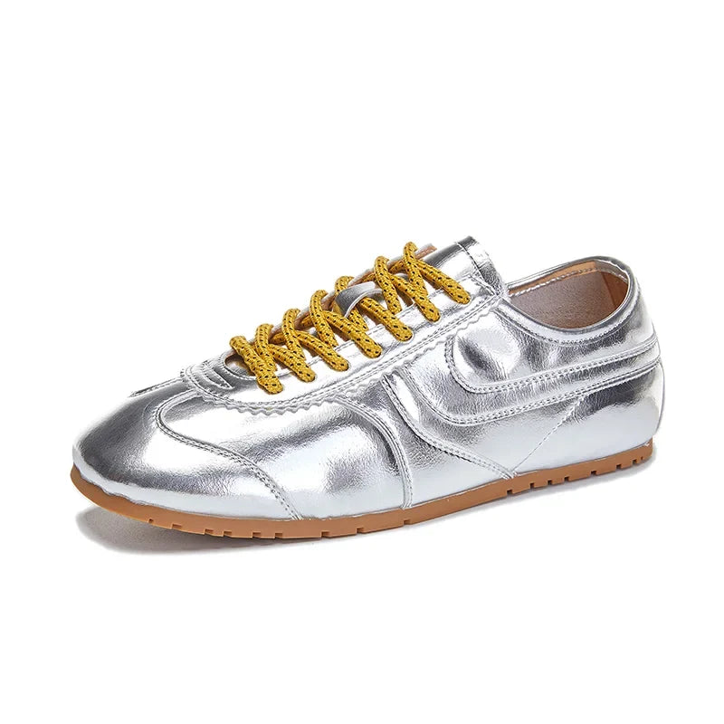 German Training Shoes Women 2026 New Genuine Leather Women Sneakers Flat Lace-up Retro Large Size Forrest Gump Shoes Women LadyShow.Store