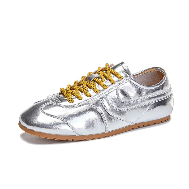 German Training Shoes Women 2026 New Genuine Leather Women Sneakers Flat Lace-up Retro Large Size Forrest Gump Shoes Women Pi-Mart