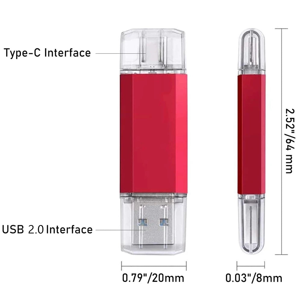 For iPhone TYPE-C OTG USB Flash Drive 256GB 512GB High Speed Phone Pen Drive with Key Chain Memory Stick Creative Business Gift Pi-Mart
