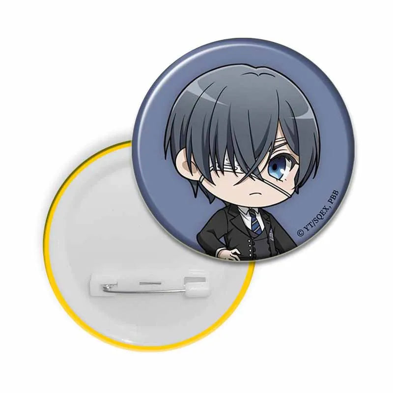 58MM Cartoon Comics Black Butler Creative DIY Badge Tinplate Plastic Pins Button Brooches for Backpack Accessories Jewelry Gifts Pi-Mart