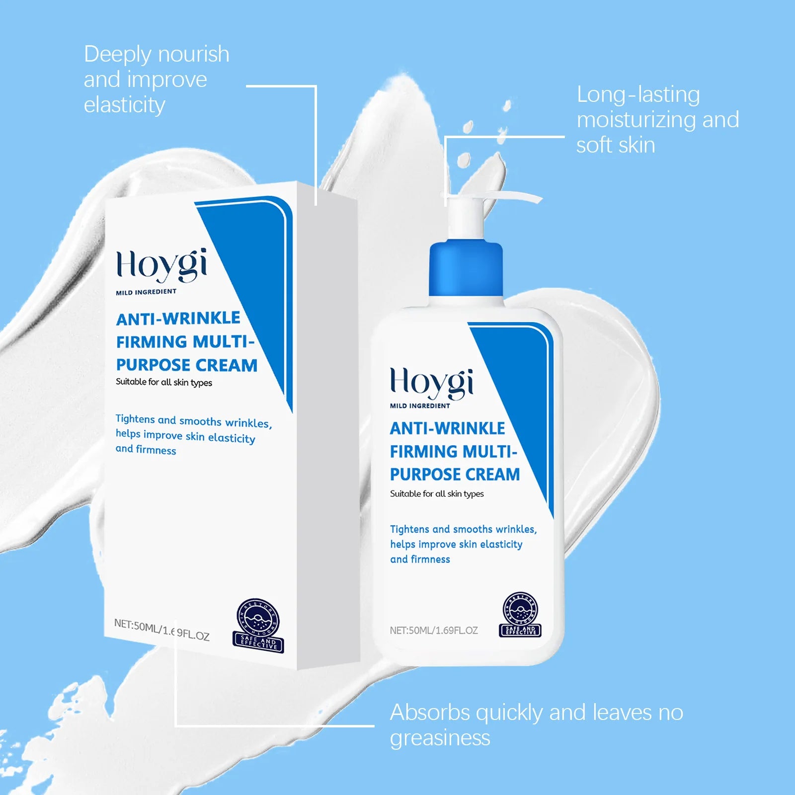 Hyaluronic Acid Cream Shrink Pores Anti Wrinkle Nourishing Hydrating Improve Dryness Remove Fine Lines Moisturizing Facial Cream Pi-Mart