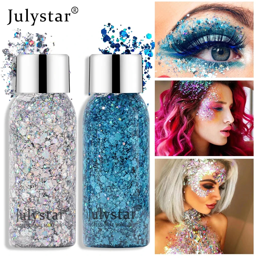 Glitter Eye Shadow Liquid Face Body Sequins Gel Long-Lasting Liquid Face Shimmer Multicolor For Party Music Festival Makeup 30ML Tri Light Beauty