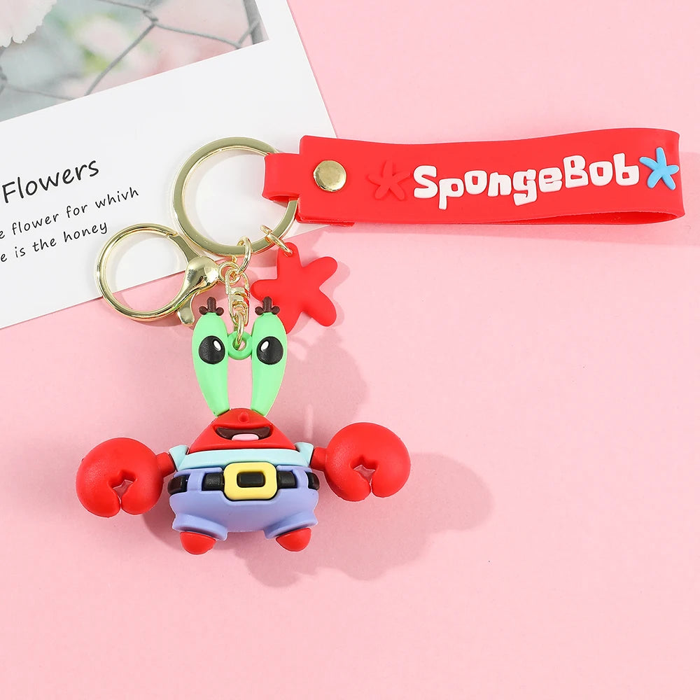 Anime Spongebob Squarepants Keychain Patrick Star Krabs Gary Sandy Kawaii Toys keychain Christmas gift bag Birthday Gift For Kid Pi-Mart