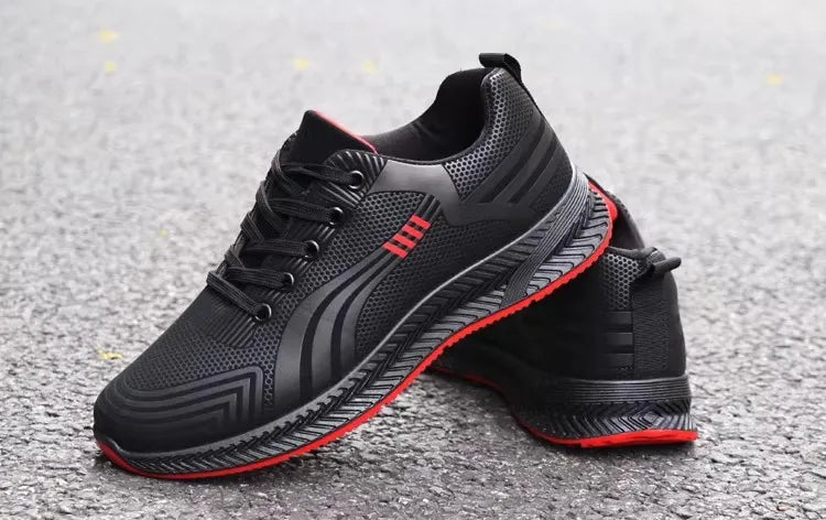 Waterproof Men's Sneakers Casual Running Shoes Soft Bottom Black Leather Sports Shoes Pi-Mart